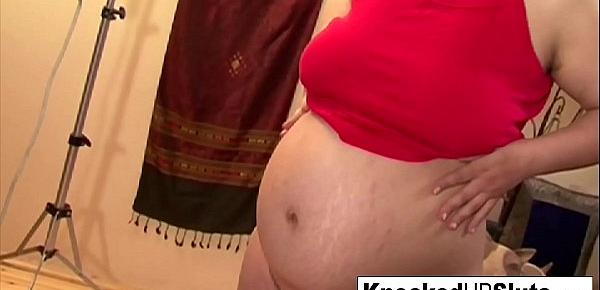  Pregnant hottie wants her swollen tits covered in cum